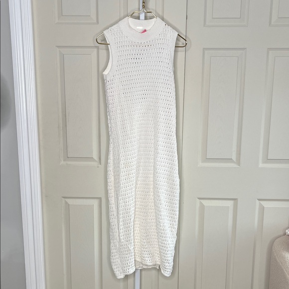 Kate spade open knit crochet sleeves maxi midi dress size medium - Picture 2 of 9